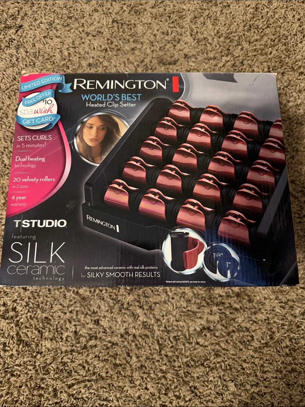 Remington T Studio Silk Ceramic Heated Clip Rollers - Metallic Red & Black